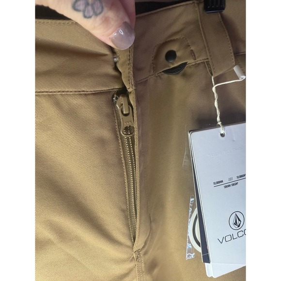 Volcom Tan Ski Snowboard Pants Zip Tech Waterproof Breathable Size Large - Picture 5 of 7